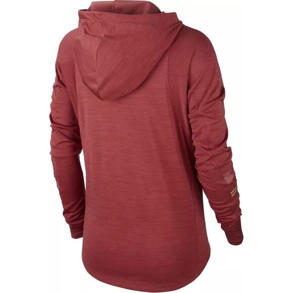 Nike Glam Metallic Hooded Funnel Neck Pullover Long Sleeve Red Gold Size Small - Picture 12 of 12